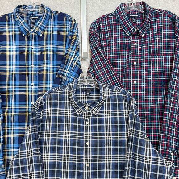 Lot of 3 Lands End No Iron Twill Shirts Size XXL/T Tall 18-18.5 Traditional Fit - Picture 1 of 16